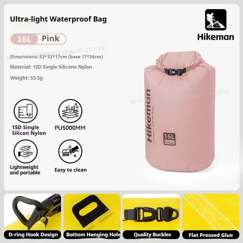 HIKEMAN Ultralight Storage Bag Silicon Coated Waterproof Bag Camping Clothing Stuff Sack Outdoor Compression Bag