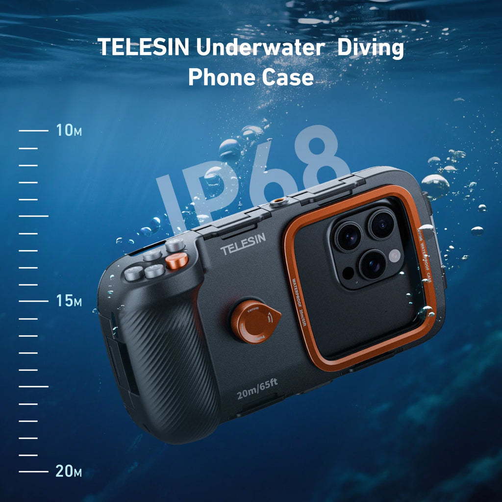 TELESIN Underwater Snorkeling Diving Phone Waterproof Case Universal Underwater Photo & Video Diving Housing Handle Grip