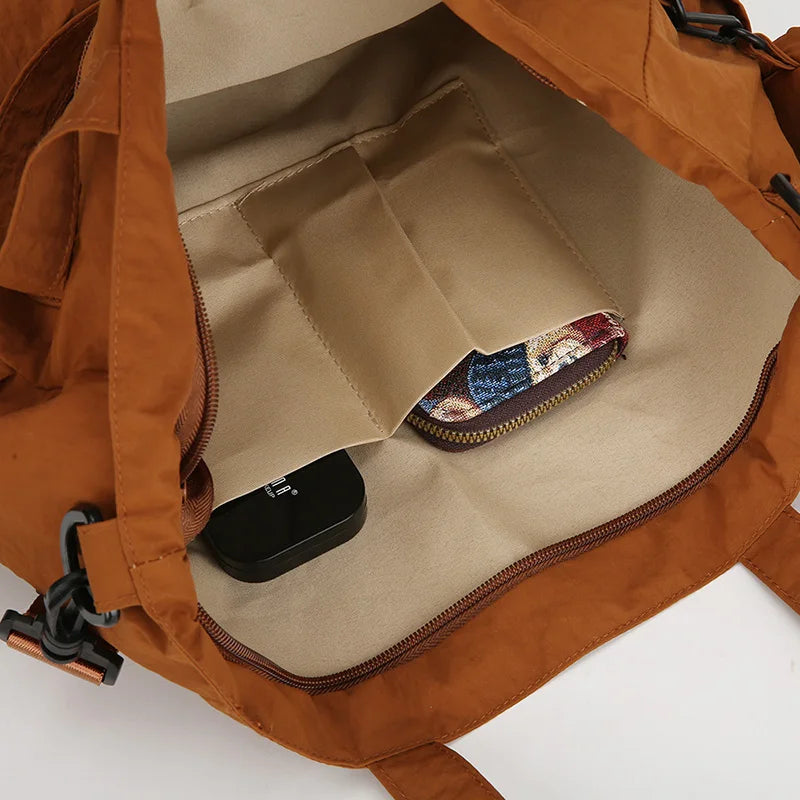 Women Nylon Tote Bag Detachable Crossbody Strap Coin Purse Multi Pocket Handbag For Daily Travel Work Shopping