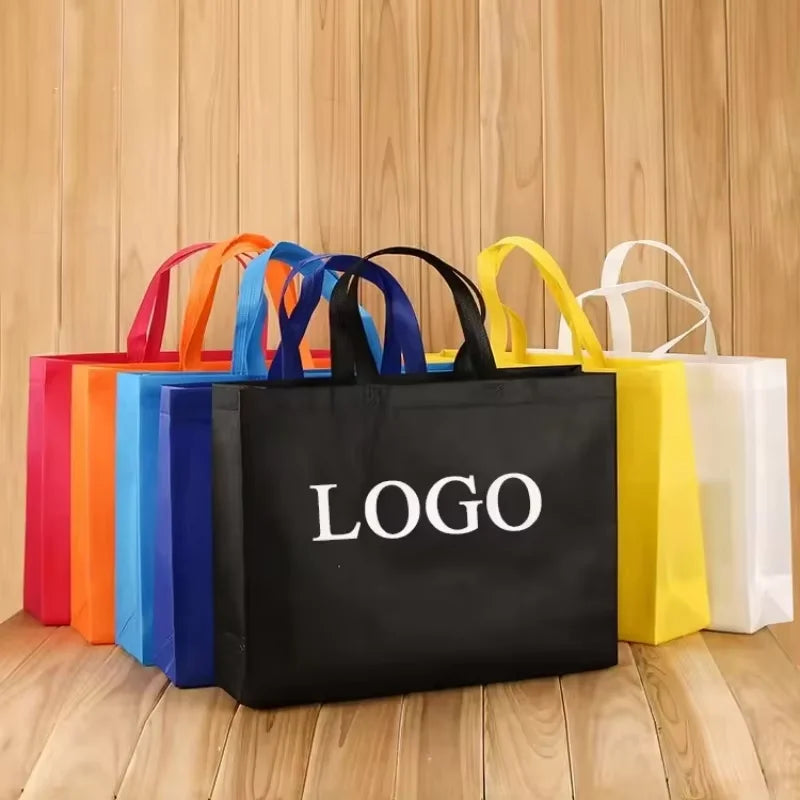 10PCS Thickened Nonwoven Tote Bags Wholesale Customized LOGO ECO-friendly Clothes Shoes Packaging Bags Gift Bags Shopping Bags