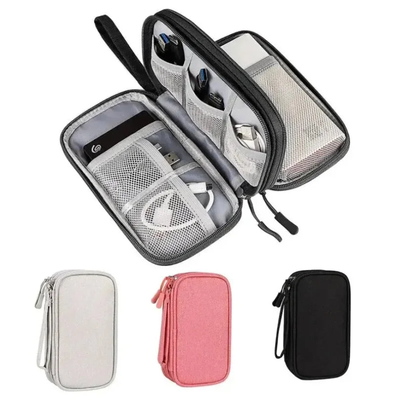 NEW Travel Organizer Bag Cable Storage Organizers Pouch Carry Case Portable Waterproof Double Layers Storage Bags Cable Cord