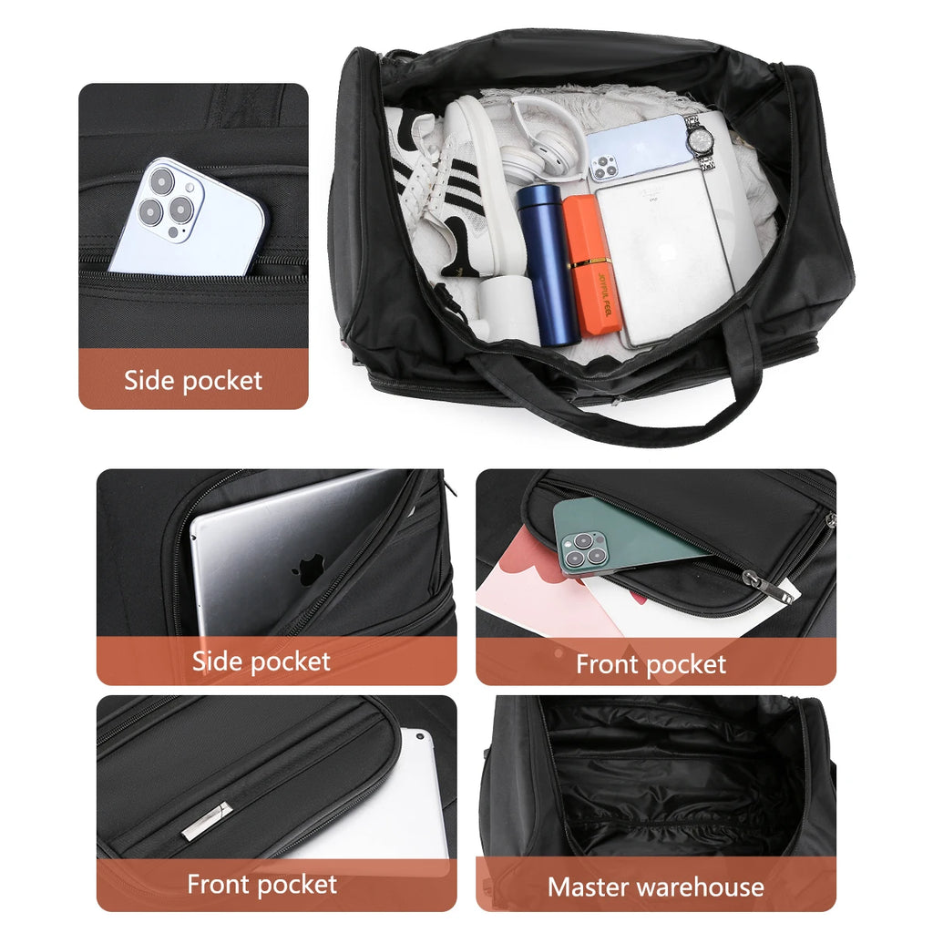 2026 New Fashion Travel Bag Women's Large-Capacity Men's Sports Bag Waterproof Travel Bag Roller Trolley Bag Duffel Bag