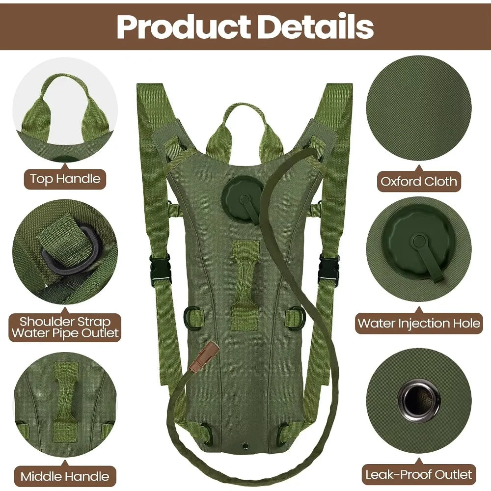 Sport Hydration Pack Backpack Water-proof Nylon Water Bag with 3 Liter Bladder for Hiking Cycling Climbing