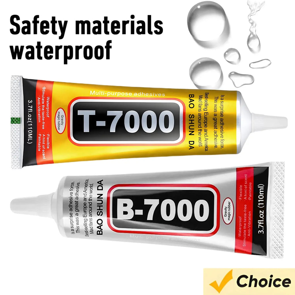 B-7000 T-7000 Clear & Black Glue 15/50/110ml, Fast Drying Waterproof Resin Adhesive for Phone Screen Repair, Jewelry Craft.