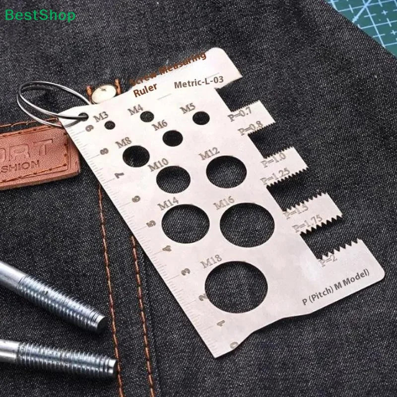 ✍Stainless Steel Screw Thread Gauge, Metric Bolt Size & Pitch Measuring Tool with Built-in Ruler (M3-M18, P=0.5-P=2)