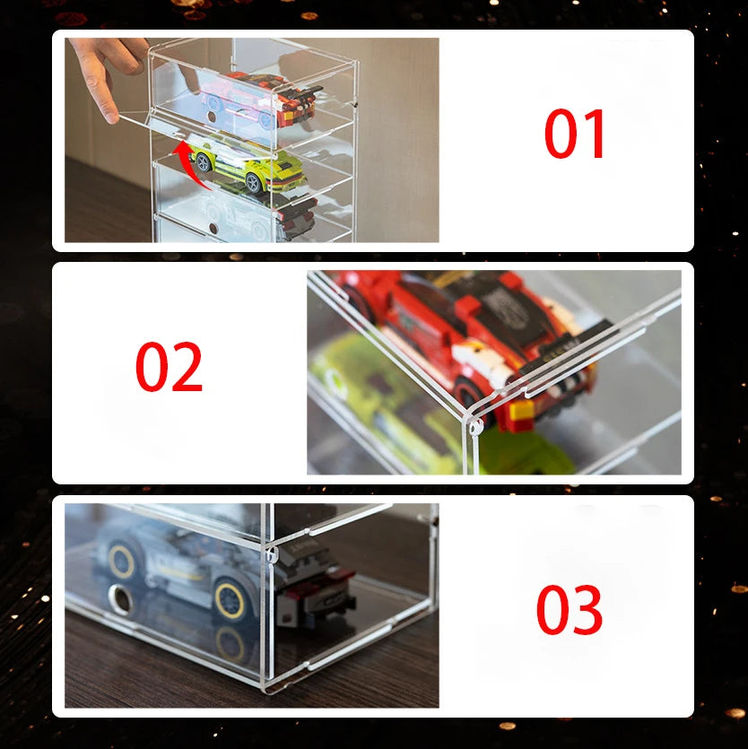 Fully Transparent Acrylic Car Model Display Case 2-6 Layer Storage Box With Door Hot Wheels Acrylic Cabinet For 1/32 Racing Car