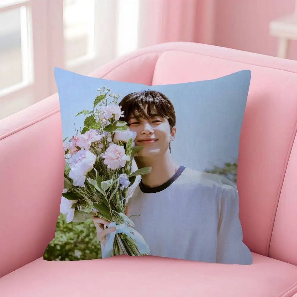 Korean Celebrity Byeon Wooseok Double-sided Printed pillow cover Short plush Suitable living rooms bedrooms throw cushion cover