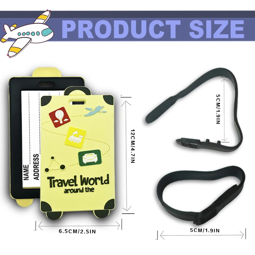Silicone Travel Luggage Tags – Name & ID Card Holder, Anti-Counterfeiting, Solid Color Airplane Accessories
