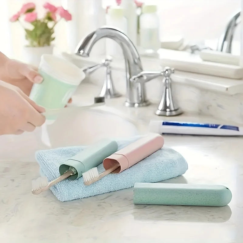 1PC Wheat Straw Travel Toothbrush Box Portable Toothbrush Cover Storage Box