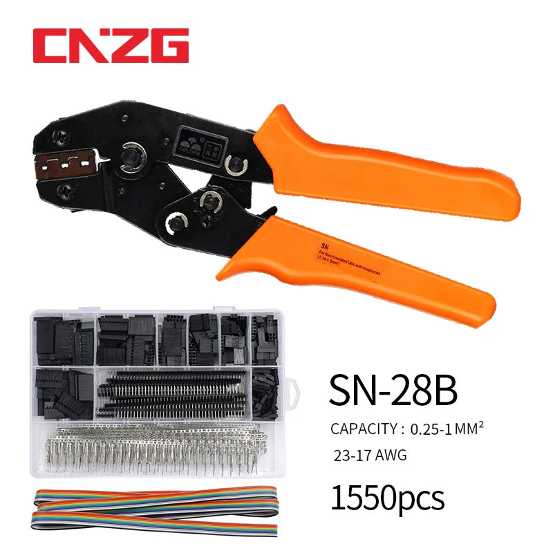 SN-28B 0.1-1mm² Crimping Pliers Tool Set-1550pcs 2.54mm Dupont Connectors And Crimp Pins，460pcs 2.54mm JST-XH JST Connector Kit