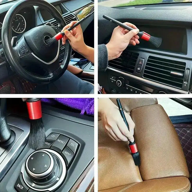 Premium Nylon Car Detailing Brush Kit - Multi-Surface Auto Cleaning Tools for Dashboard, Vents, Wheels