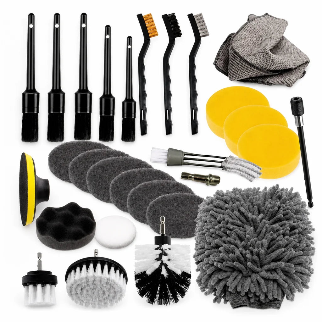 Car Cleaning Tools Kit,Car Detailing Brush Set with Carry Bag,Auto Drill Brush Set Pro Car Wash Kit for Car Interior&Exterior