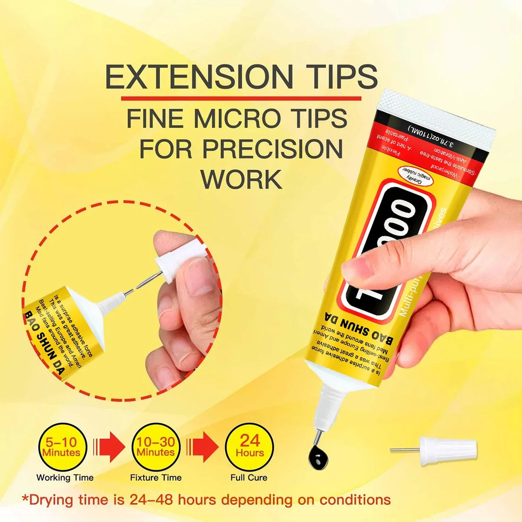 B7000/T7000 Adhesive for Mobile Phones, Jewelry, Metal, and Glass – Waterproof Transparent/Black Adhesive, 110g – Screen Repair