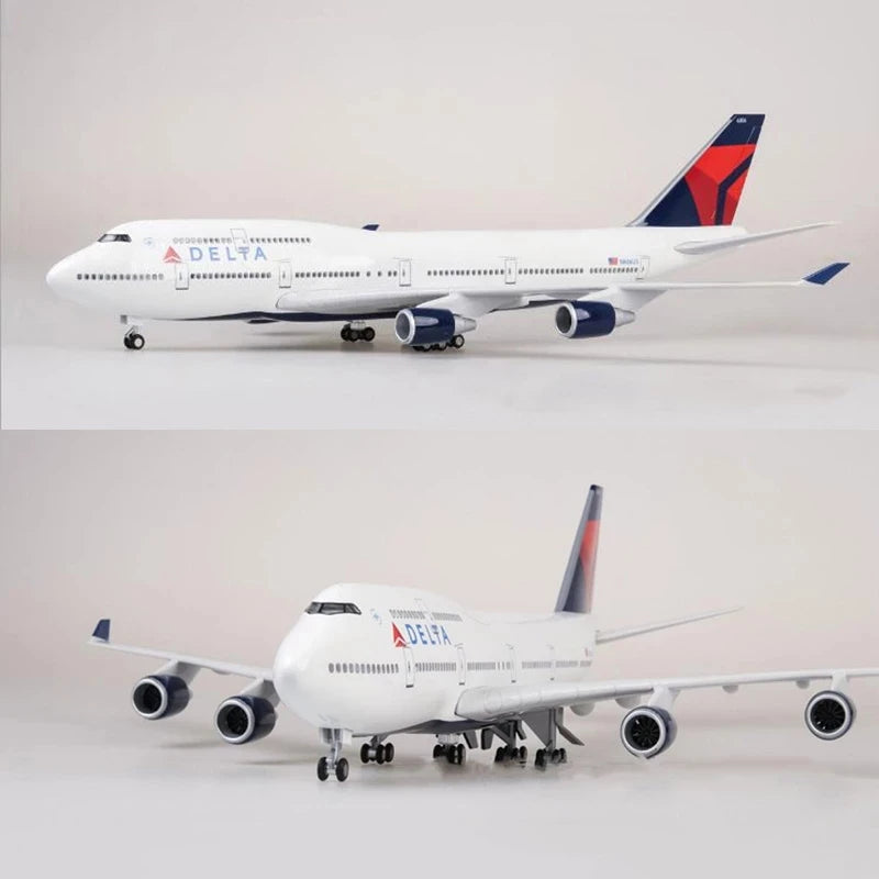 Delta Air Lines 47CM 1:150 Scale 747 B747 Airplane Model Toy Aircraft LED Light Die-casting Machine Collected As A Gift By