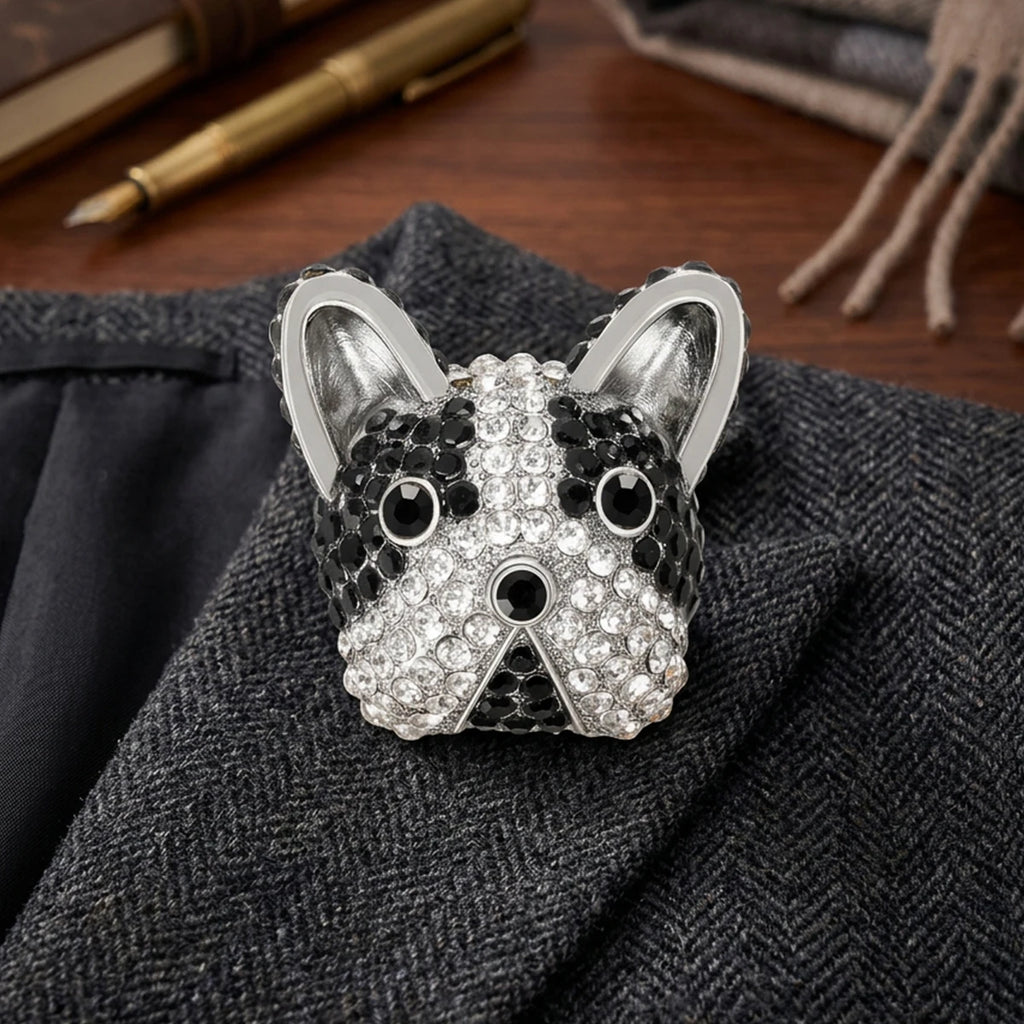 Classic Enamel Rhinestone Dog Brooches for Women Unisex Trendy Animal Pins Office Party Friend Funny Gifts Jewelry Accessories