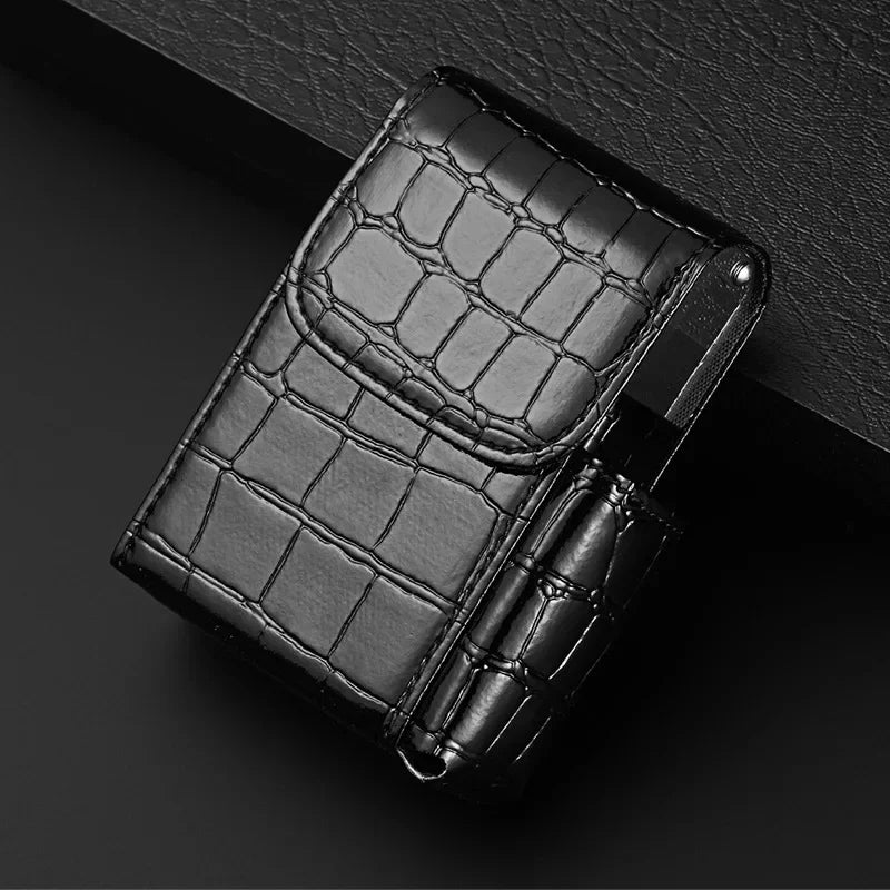 Pocket Leather Cigarette case Lighter bag box Storage Organizer Smoking Tools Accessories Waterproof cigar Man Birthday Gift