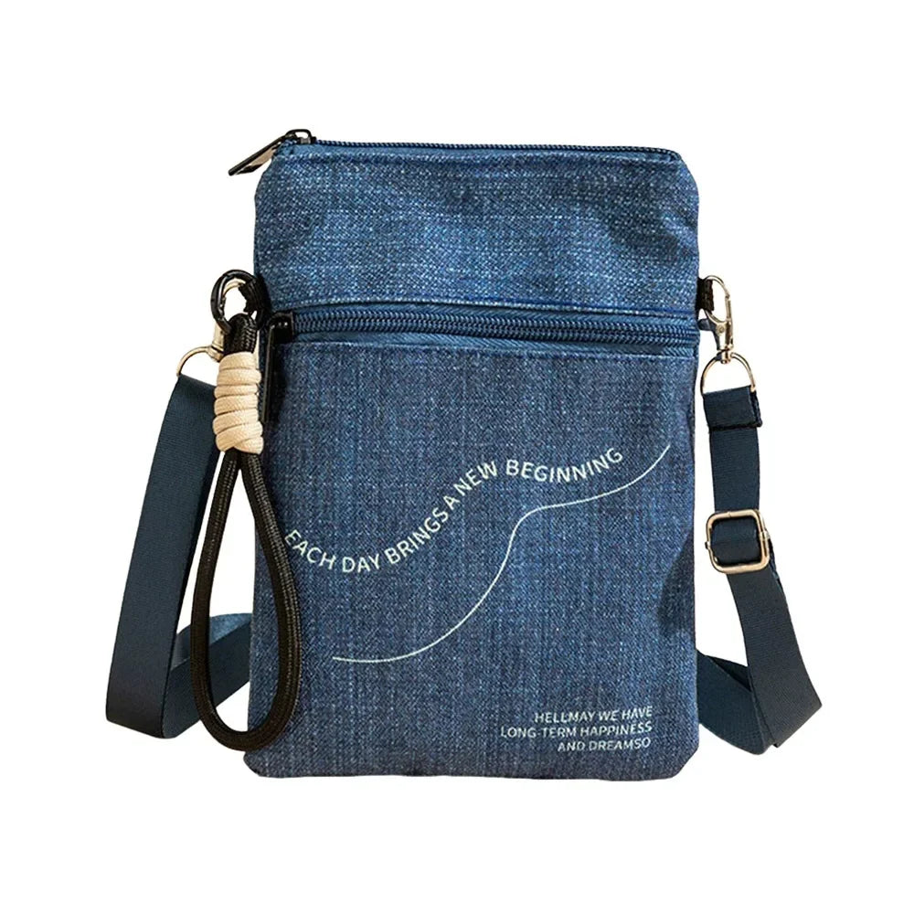 Portable Oxford Cloth Mobile Phone Bag Cartoon Multiple Compartments Shoulder Bag Adjustable Crossbody Bag Travel