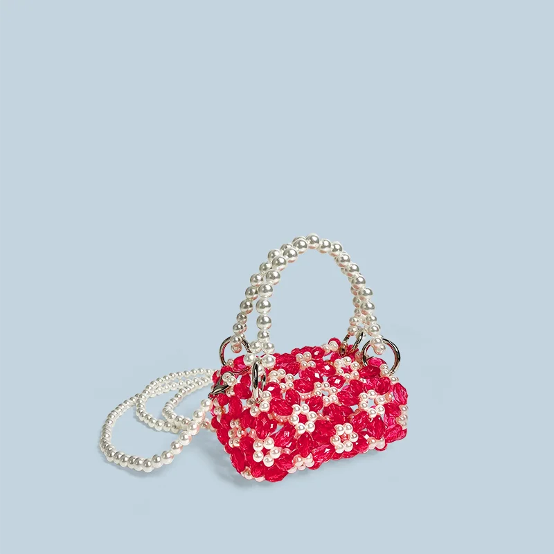 Handmade mini bag 2024 new children's gift dopamine colorful bead bag crossbody red envelope