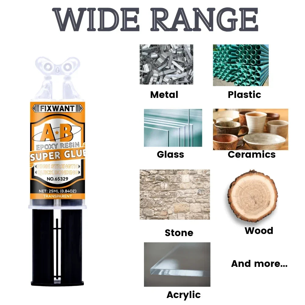 AB Epoxy Glue High Temp Resistant | Metal Stainless Steel Glass Repair | Cold Welding Adhesive | 6ml 25ml Tube