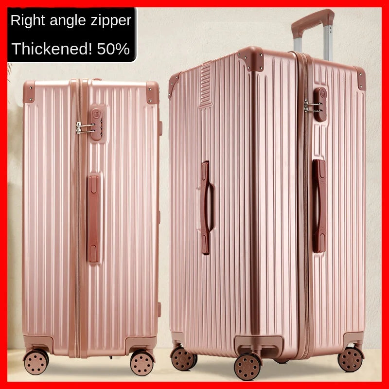 Extra Large 60/100 inch Unisex Luggage Thickened Travel Suitcase with Large Capacity TSA Lock Trolley Case Zipper Aluminum Frame