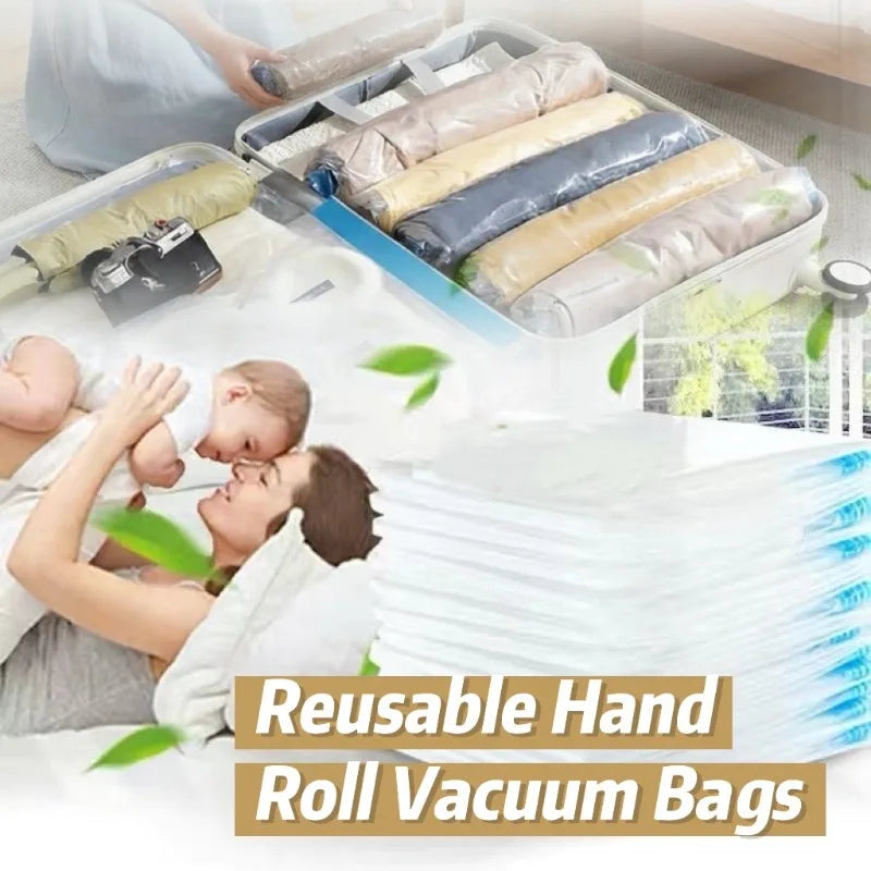 1-8pcs Travel Compression Bags, Travel Essentials Vacuum Storage Bags Space Saving Bags for Suitcases Organizer for Clothes