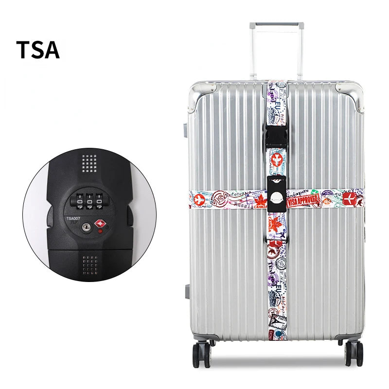 TSA Luggage Lock Password Luggage Straps Combination Lock Adjustable Packing Belts Binding Straps Travel Abroad Customs Locks