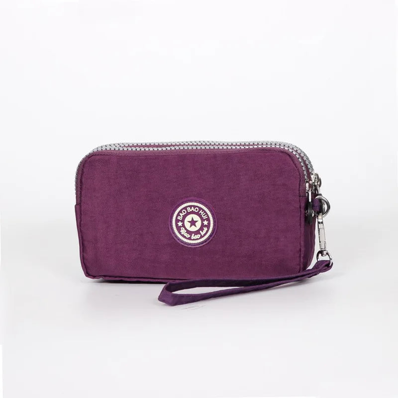 Stylish Jellyfish Print Triple Zipper Phone Bags, Compact Canvas Clutch Purse for Women’s Daily Essentials Casual Wallets Use