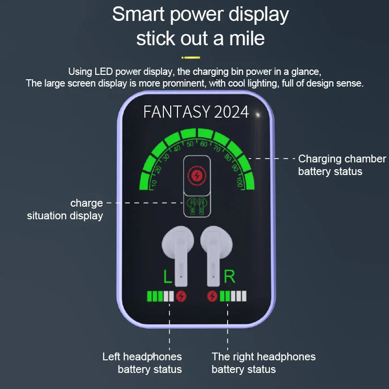 Sliding Cover Design Bluetooth Earphone In Ear Style Light Weight Power Display Long Battery Life Listen Music Play Game Headset