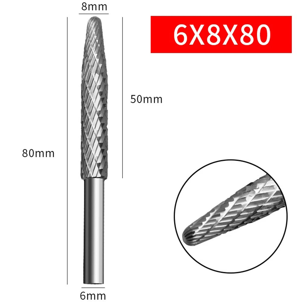 1pc Rotary File 6mm Shank High Speed Steel Grinding Head Metallic Jade Woodworking Electric Milling Cutter Carving Rotary File