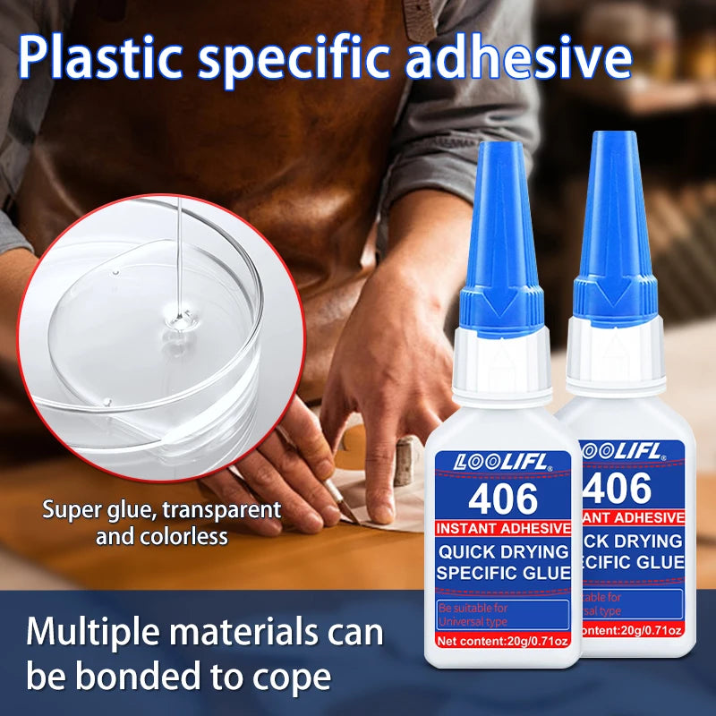 New Super Glue 406 Repairing Glue Instant Adhesive Fast Bonding Ultra-strong Adhesive Long-lasting Colorless Adhesive Glue Tool