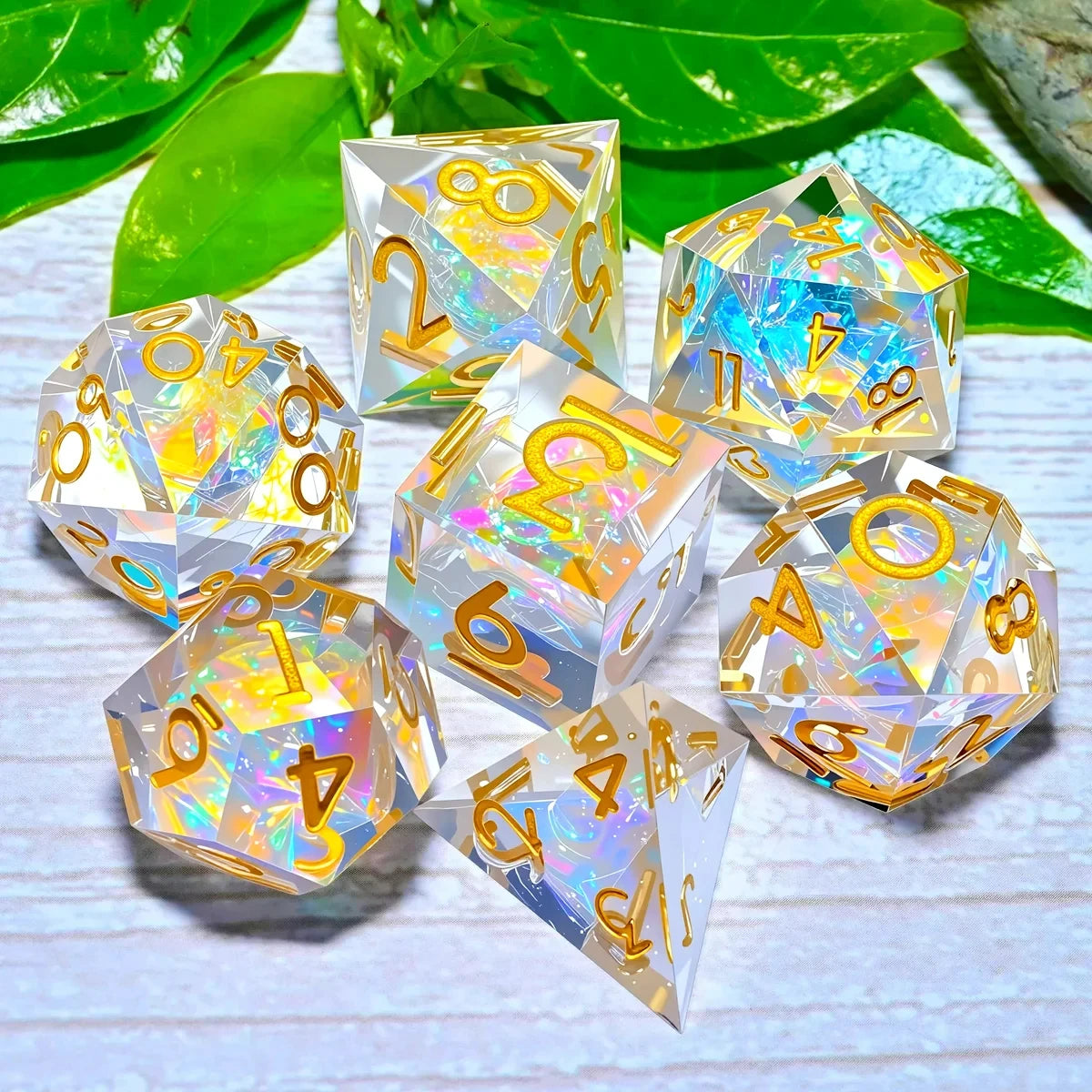DND Resin Dice 7-Piece Set for Dungeons and Dragons DND 5e RPG Gift, Board Game Tabletop Role Playing Dice Game, Birthday Gift,