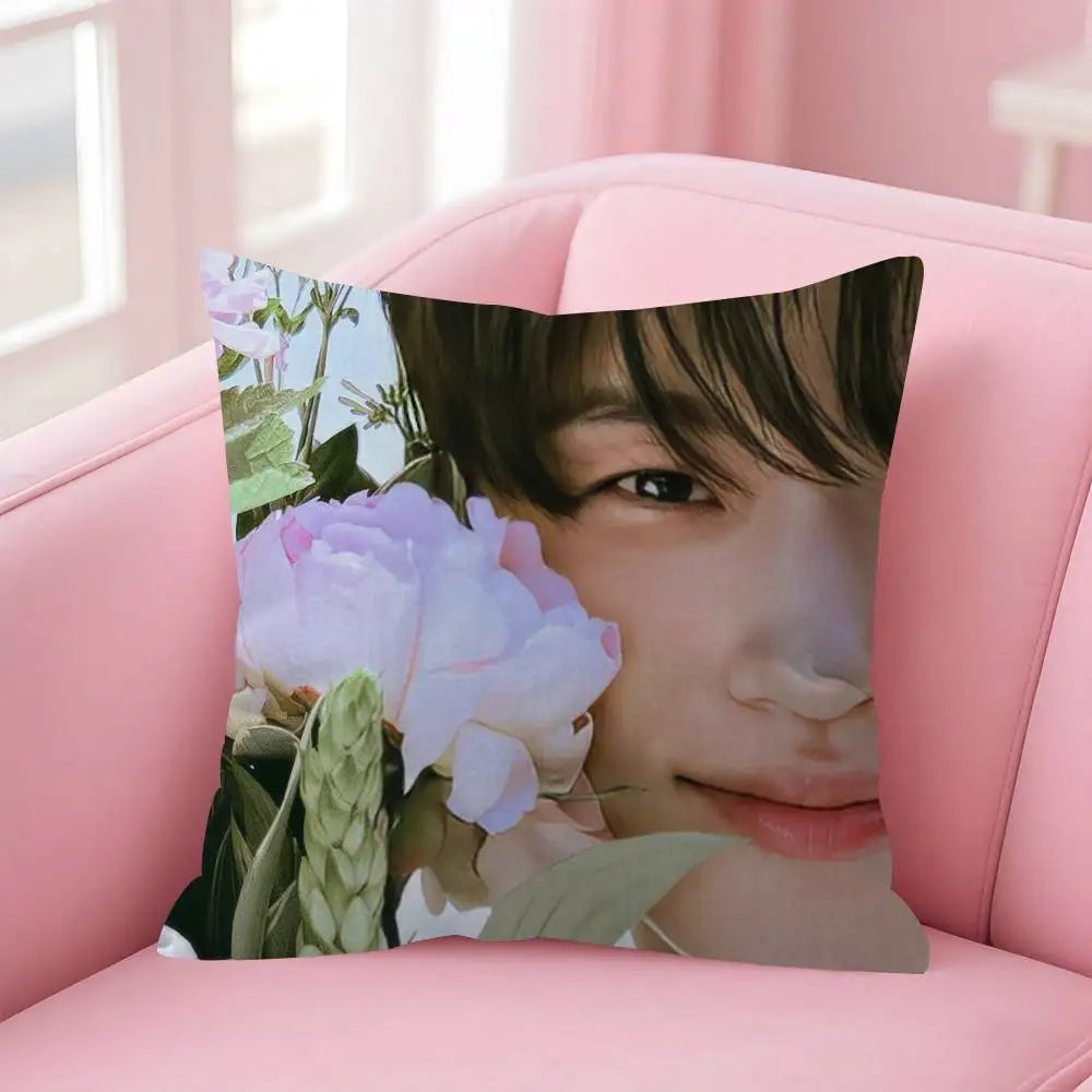 Korean Celebrity Byeon Wooseok Double-sided Printed pillow cover Short plush Suitable living rooms bedrooms throw cushion cover
