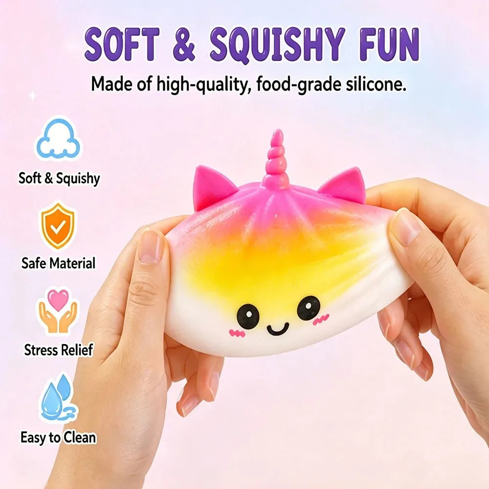 Kawaii Purple Unicorn Dumpling Squishy Giant Bao Bun Squeeze Fidget Anti Stress Anxiety Relief Office Desk Decor Gift Idea