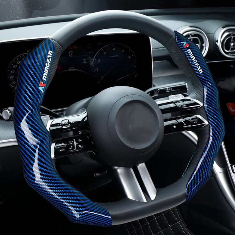 Car Steering Wheel Cover Universal Carbon Fiber Car Steering Protector Anti-Slip Comfortable Sport Steering Wheel Cover