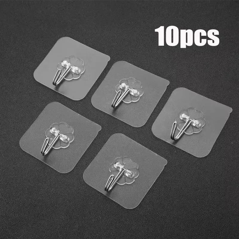 5/10/15/20/25/30Pcs Clear Adhesive Hooks – Holds 33 lbs, Waterproof No-Drill Hooks for Home, Bath & Kitchen