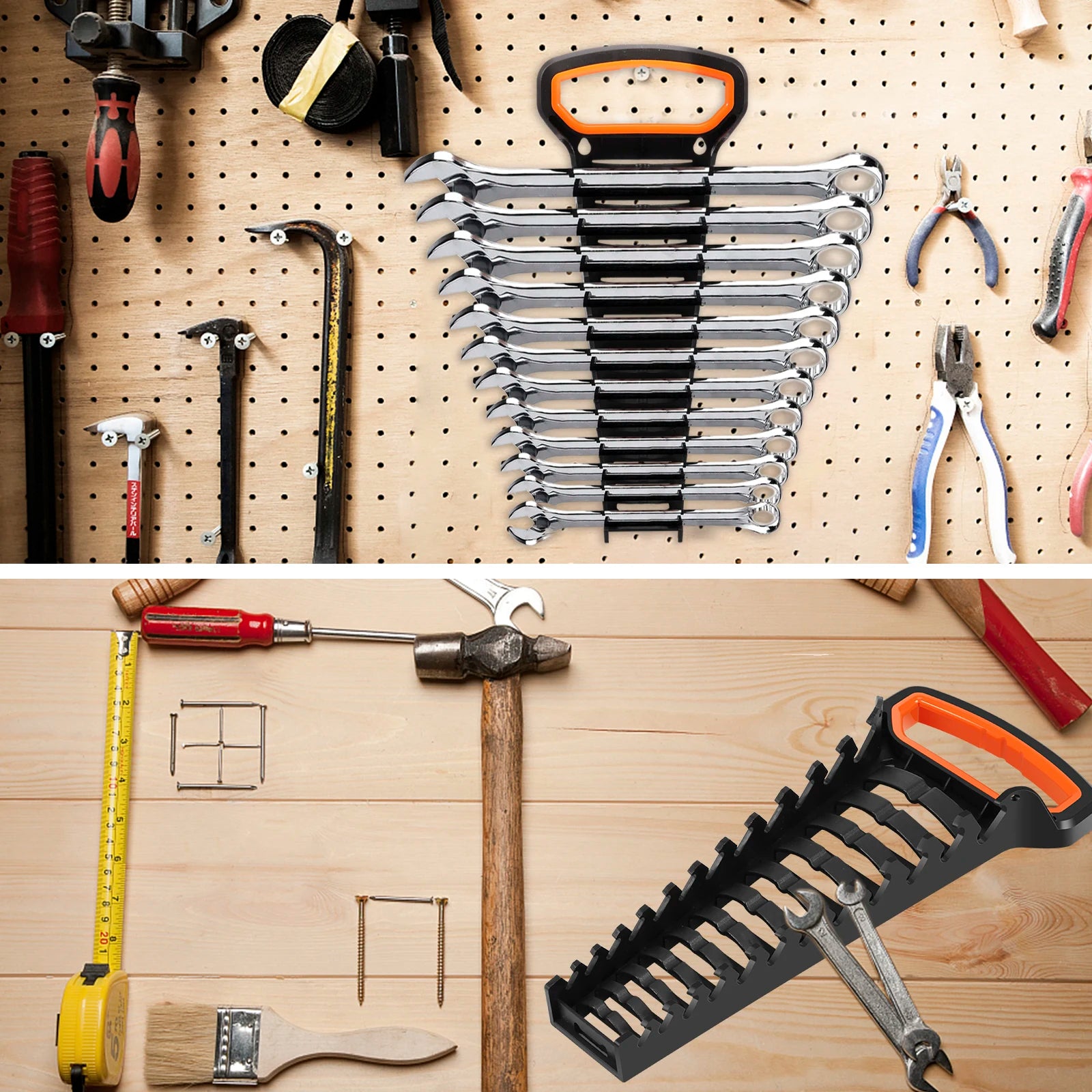 2Pcs Wrench Holder Wrench Organizer Tray Tool for Storing 8mm-19mm Metric SAE Wrenches Hand Tools Organizer Cabinet Storage Tool