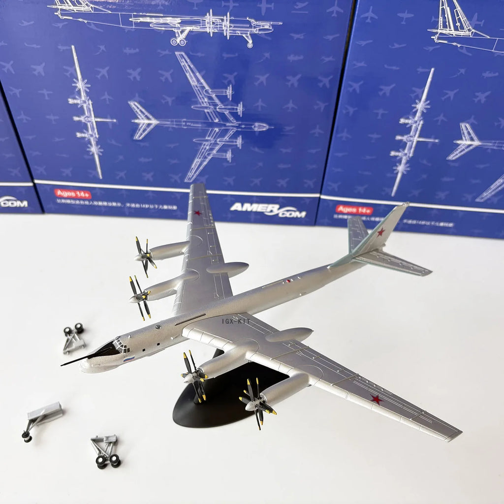 1:200 Scale Tupolev TU95 Bear Type Strategic TU-95 Bomber Metal Model Diecast Airplane Desktop Ornament Aircraft Collection Gift