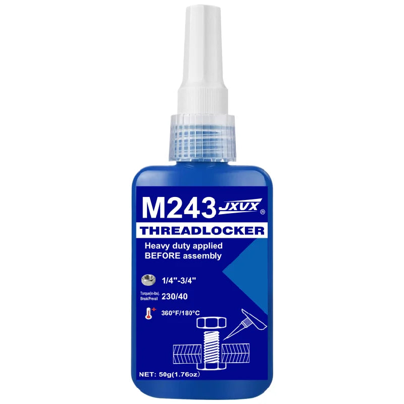 243 Blue Threadlocker, Medium Strength |   Anti-Vibration, Oil-Resistant and Easy to Disassemble, Vibration Proof Screw Adhesive, Blue Anaerobic Glue