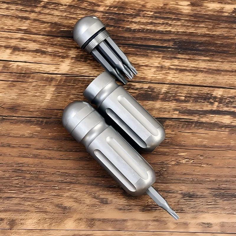1PC EDC Titanium alloy mini multifunctional pocket tool portable screwdriver waterproof pill box necklace keychain pendant