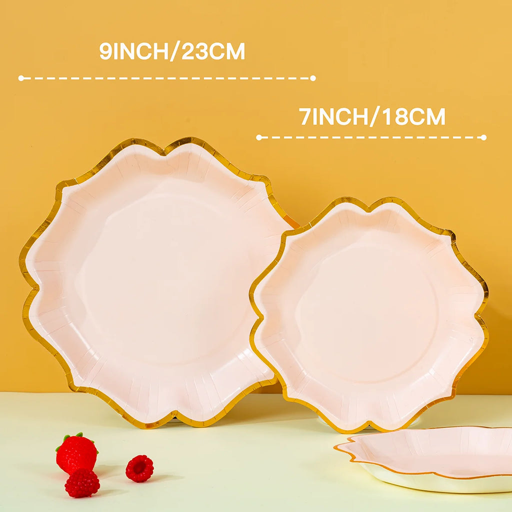 10/25/50pcs Pink /red/black/white Disposable Party Tableware Paper Plates Dishes Birthday Wedding Holiday Party Supplies