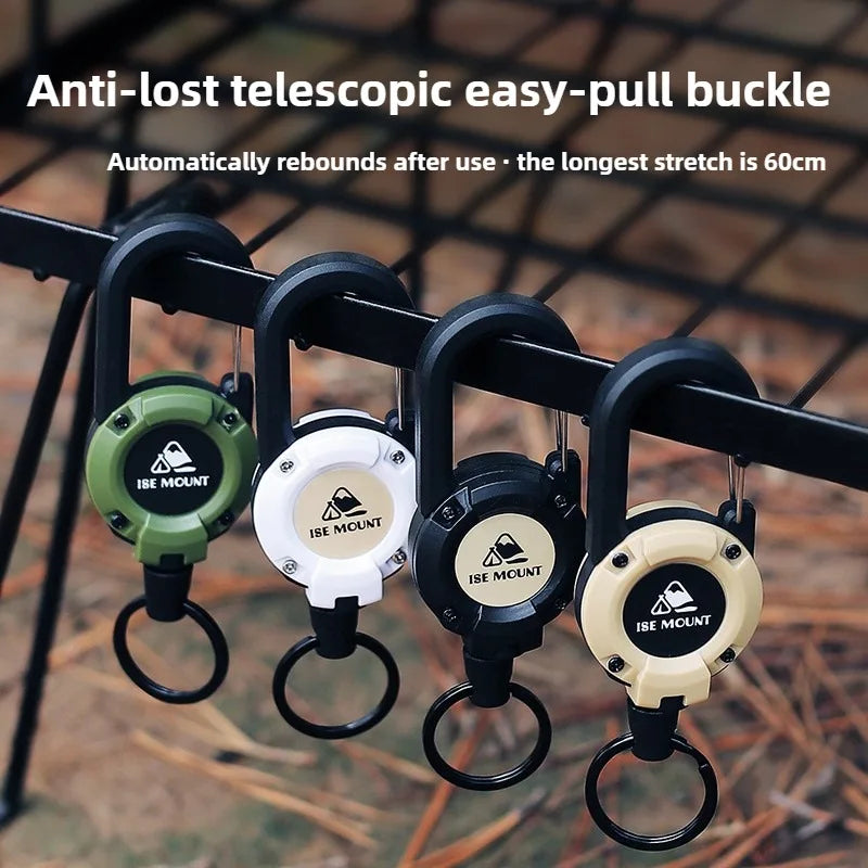 ISE MOUNT Outdoor tactical buckle Telescopic buckle Wire rope Multifunctional keychain Camping High rebound Anti-lost rope