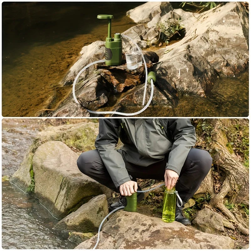 Water Purifier Pump With Replaceable Carbon 0.01 Micron Water Filter Portable Outdoor Emergency And Survival Gear Camping Hiking