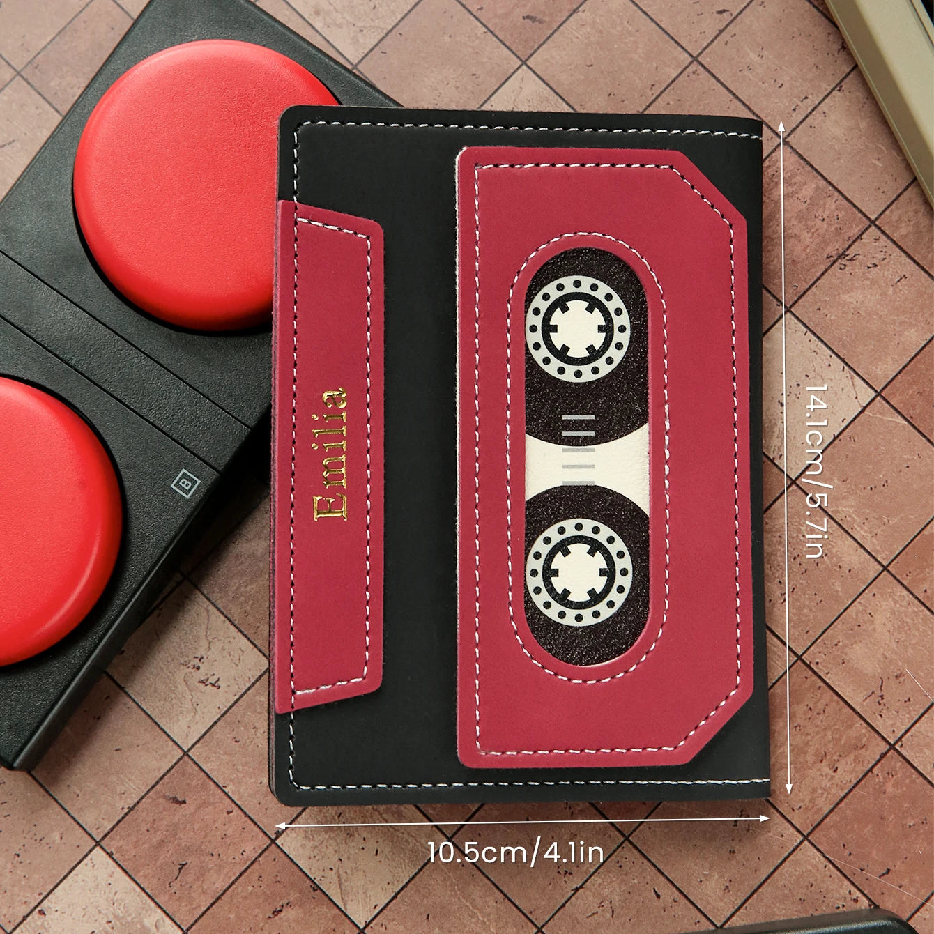 Custom Cassette Tape Passport Cover with Name Personalized Retro Cassette Tape Passport Holder Custom Name PU Leather TravelGift