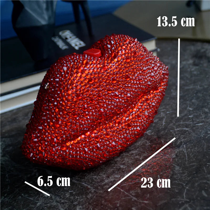 Red Lip Rhinestone Purses and Handbags Luxury Wedding Purses Women Evening Party Sexy Hot Lip Bag Diamonds Clutches Purses