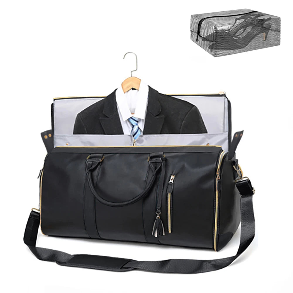 Garment Duffle Bags for Travel Luggage Bag for Women Foldable Multi-Function Storage Bag with Shoe Pouch 2 in 1 Hanging Suitcase