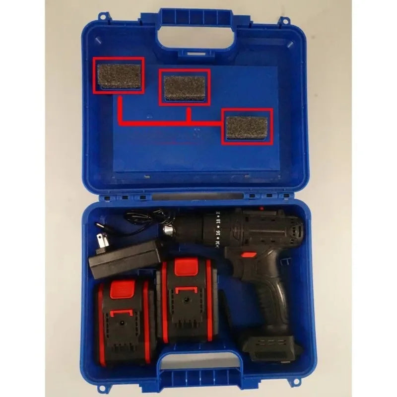 Heavy Duty Tool Case for Small Power Drill, 26x20cm Portable Organizer with Parts Box for 12V-21V Wrench, Durable Storage Caddy