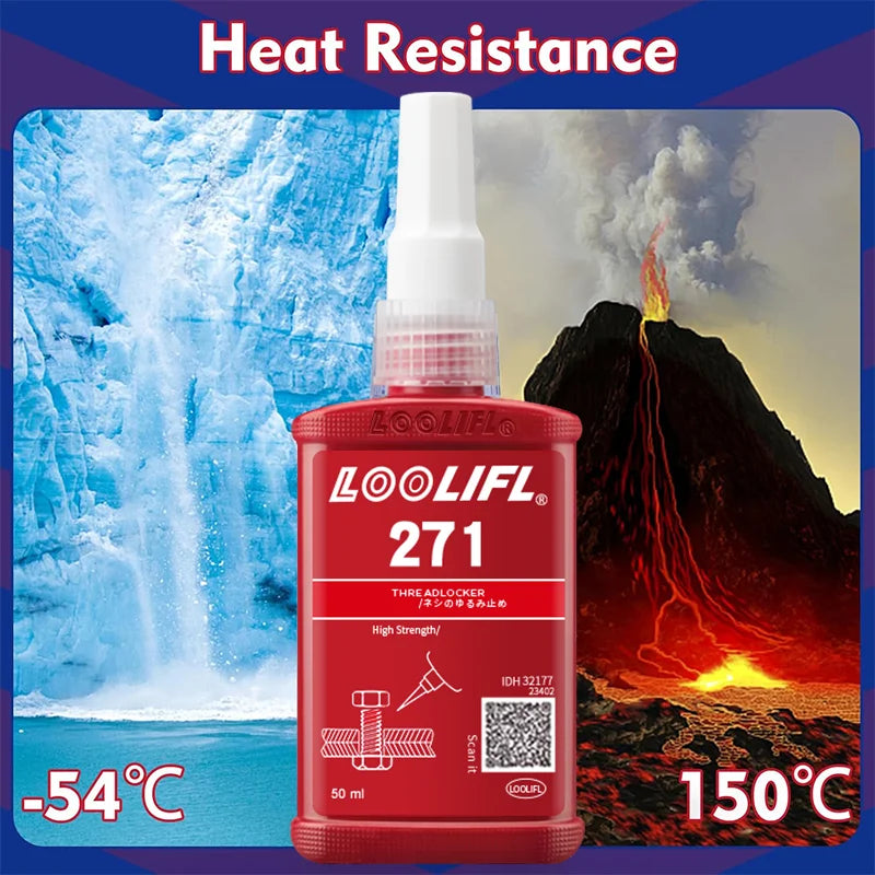 271 high-strength red screw glue, waterproof, prevent loosening and corrosion, suitable for nuts, bolts, fasteners, etc.