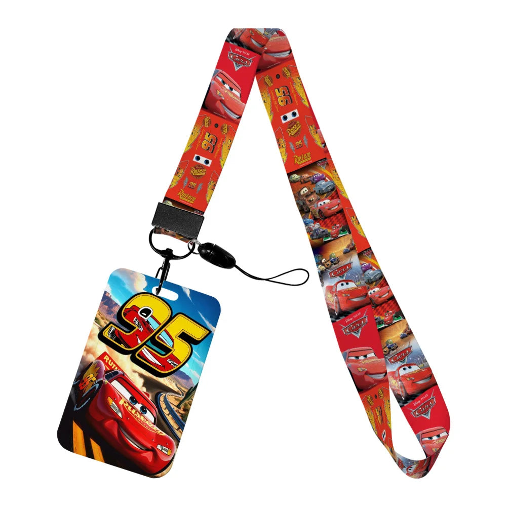 Cars Disney Movie Lightning McQueen New Arrvial Cute Cartoon Badge Holder ID Card Bus Card Holder Lanyard for Accessories Gifts