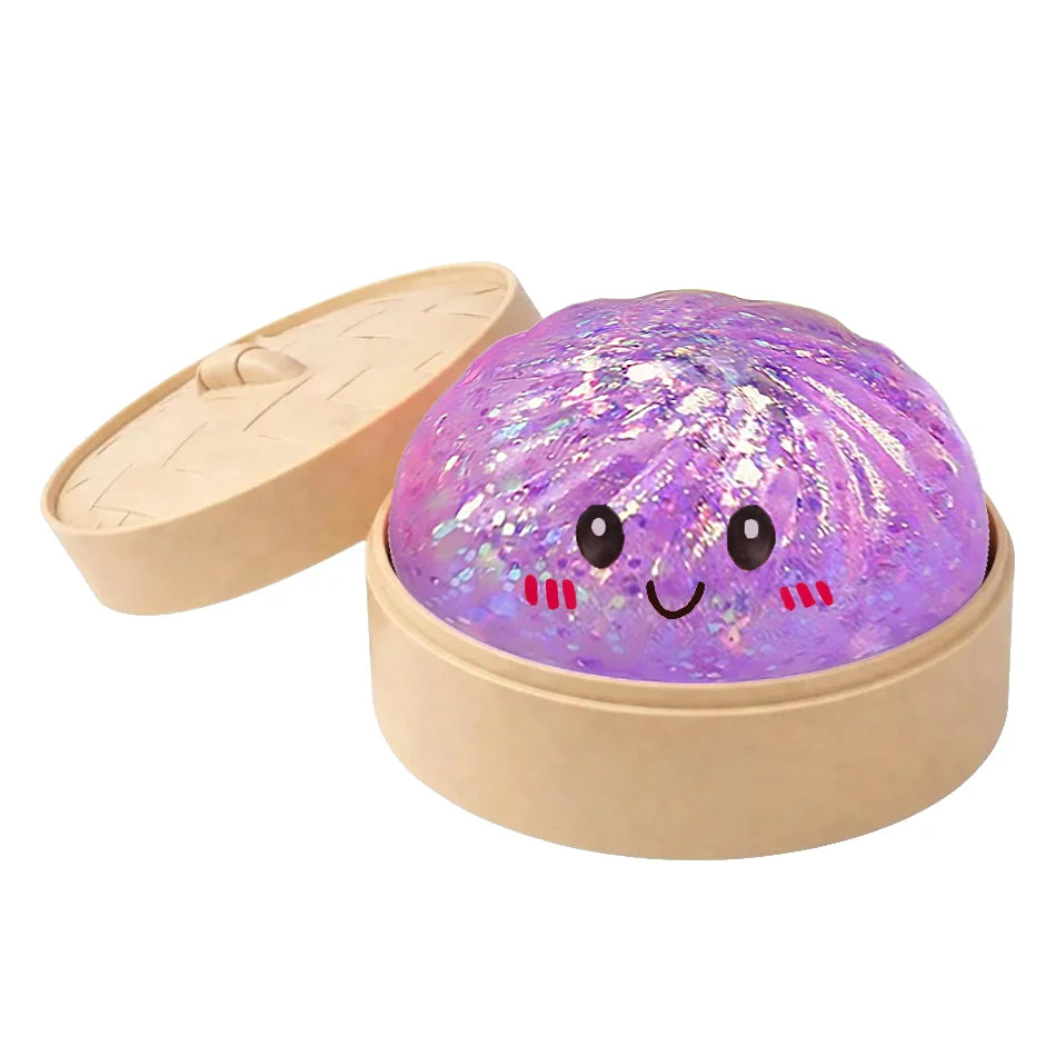 Glitter Dumpling Squishy with Box Mini Dumplings Sensory Squeeze Toy for Stress Relief Random Color Cute