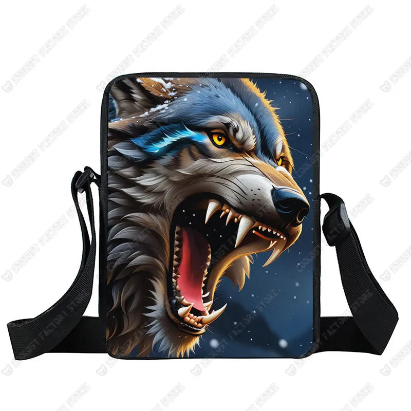 Howling Wolf Pattern Crossbody Bags Wolf Under The Moonlight Women Handbag Shoulder Bags Messenger Bag Key Phone Holder Book Bag
